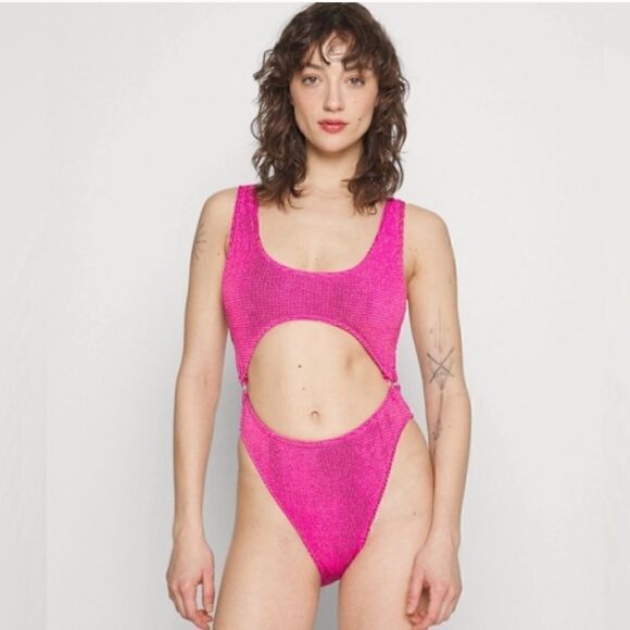 Good American Womens Metallic Cut-Out One-Piece Swimsuit NWT Size 5/6 - Picture 1 of 6